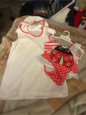 NWT Sz 3t ladybug swimsuit and coverup by baby buns